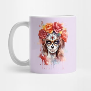 Female Sugar Skull with Roses Mug